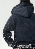 Asymmetrical Jewels Zip Up Sweatshirt - Midnight